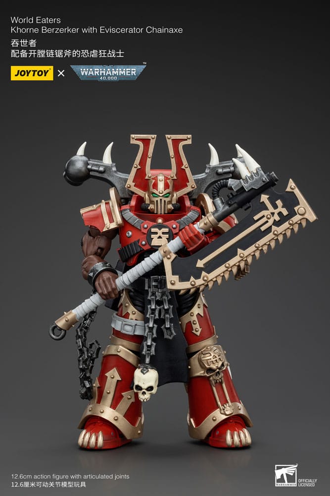 **PREORDER** Warhammer 40k Action Figure 1/18 World Eaters Khorne Berzerker with Eviscerator Chainaxe 13 cm
