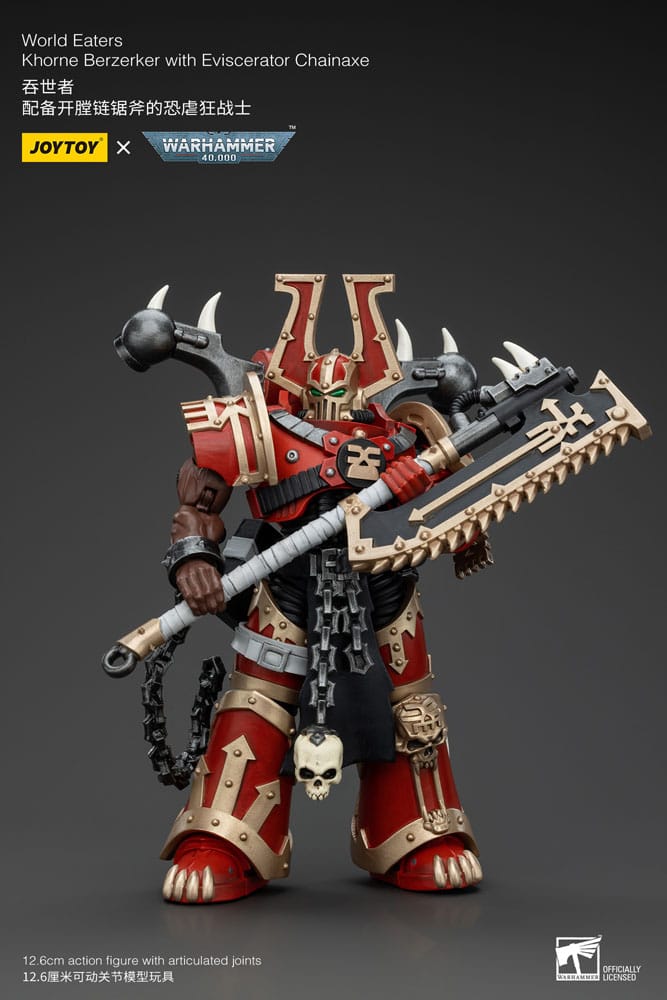 **PREORDER** Warhammer 40k Action Figure 1/18 World Eaters Khorne Berzerker with Eviscerator Chainaxe 13 cm