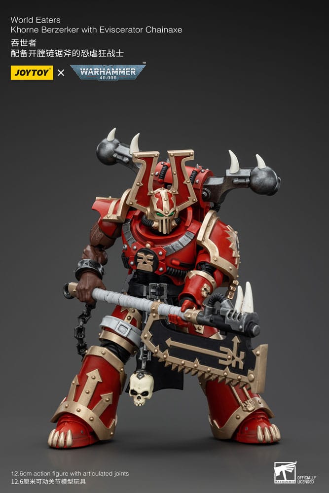 **PREORDER** Warhammer 40k Action Figure 1/18 World Eaters Khorne Berzerker with Eviscerator Chainaxe 13 cm