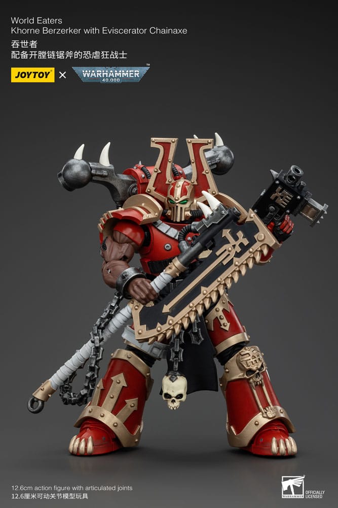 **PREORDER** Warhammer 40k Action Figure 1/18 World Eaters Khorne Berzerker with Eviscerator Chainaxe 13 cm